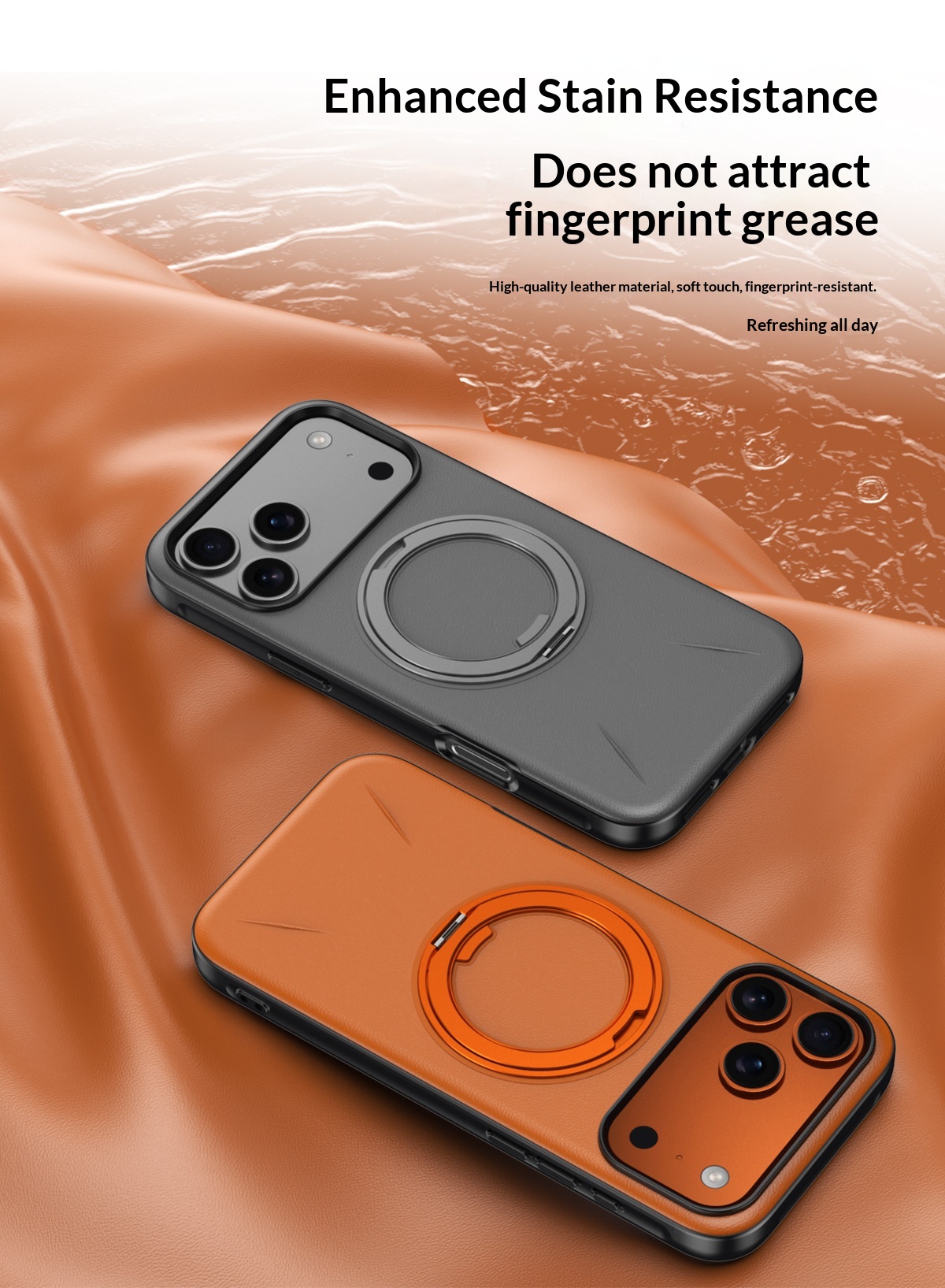 Unsichtbarer, drehbarer Ständer, kompatibel mit iPhone 17 Pro Max Hülle, magnetische Lederhalterung, Schutzhülle_voghion.com