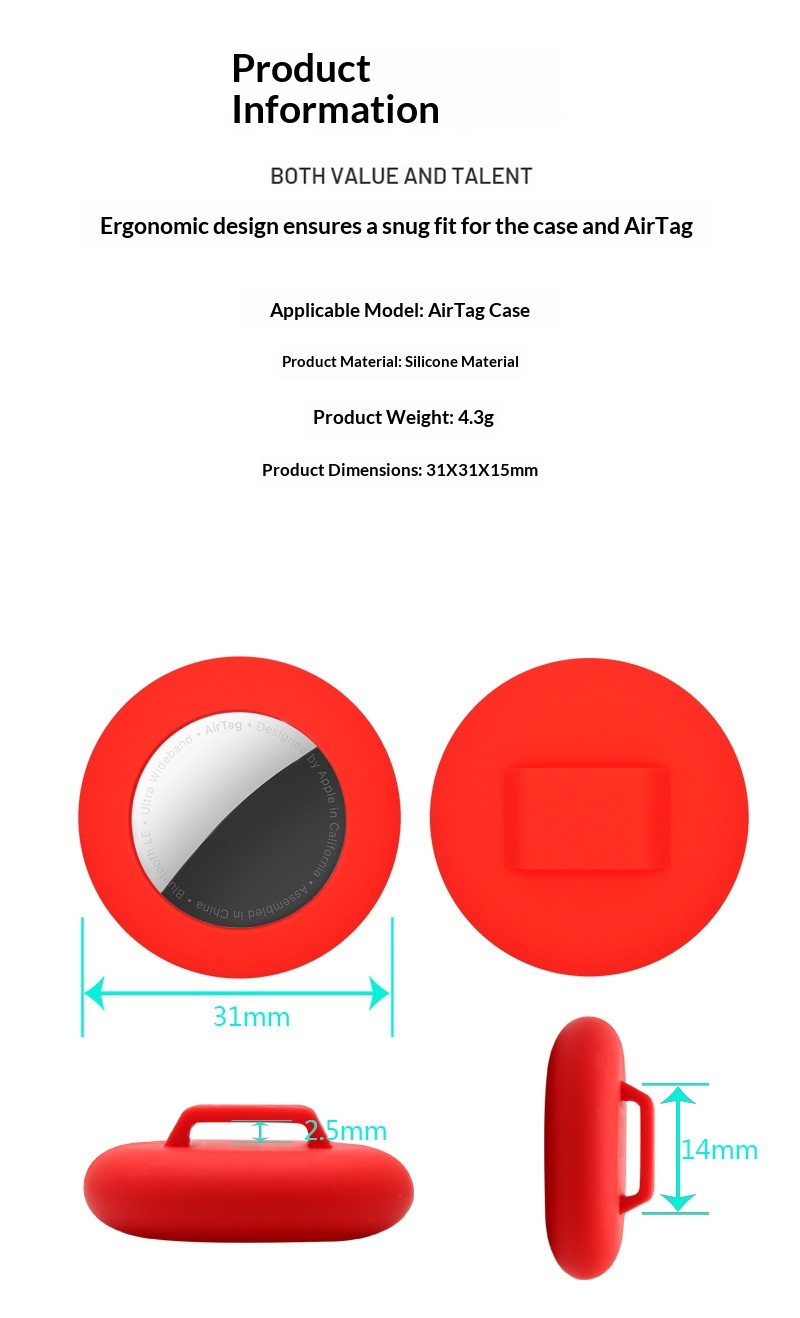 Compatible Tracker AirTag Anti-Lost Silicone Protective Case_voghion.com