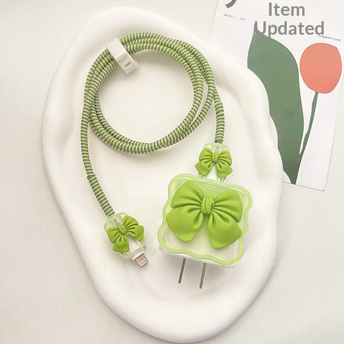 Capa protetora Wave Bow de 20W compatível com iPhone 14 Plus/13, com alça para enrolar cabo de dados (em estoque)._voghion.com