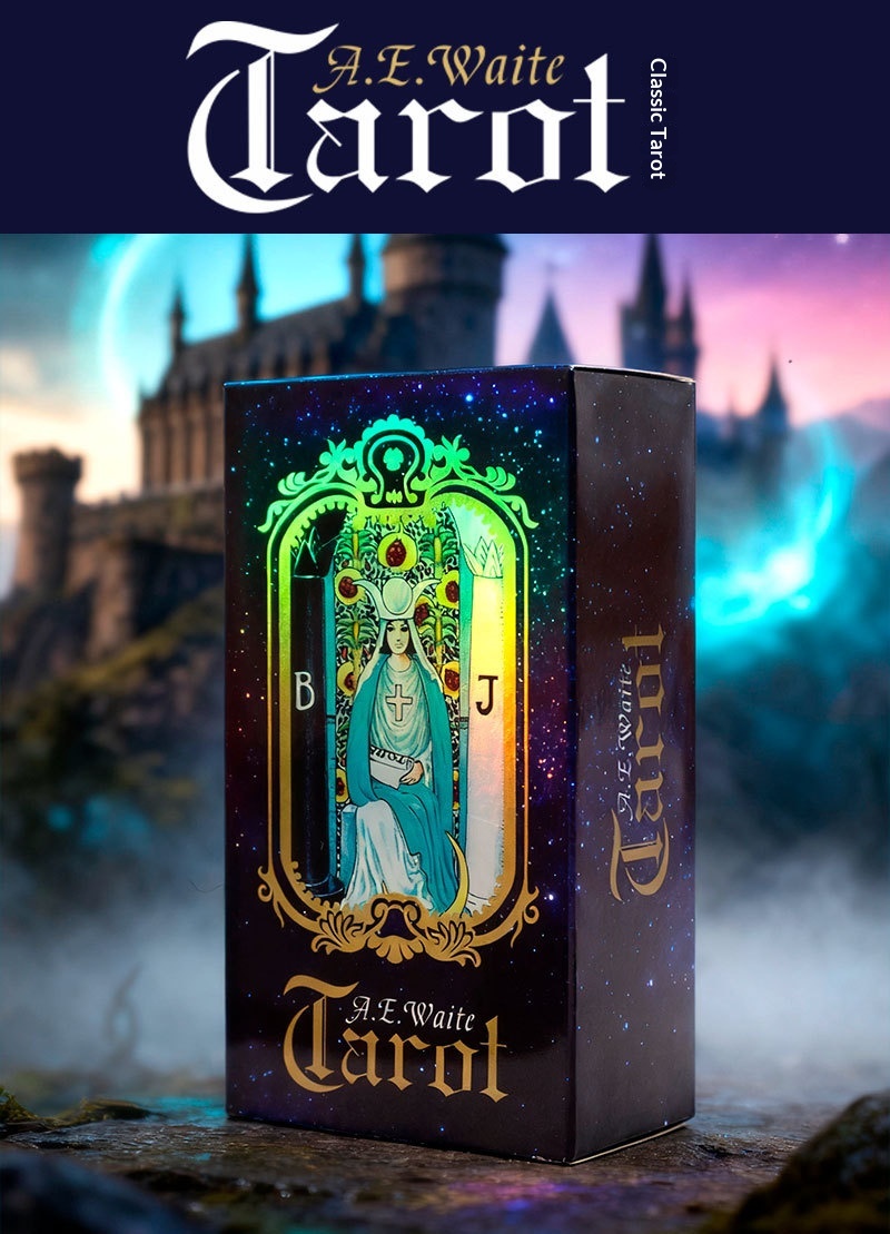 ToyPulse A.E.Weil Officiële Waite Tarot Bordspel Speelkaarten (Effen Laserzilver)_voghion.com