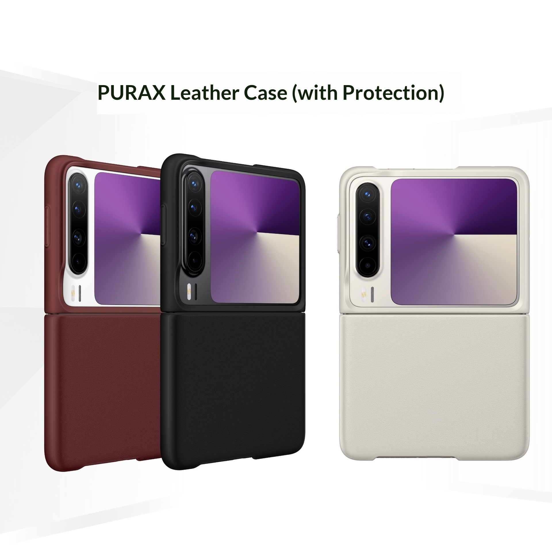 Kompatybilny z ochronnym, gładkim skórzanym etui na telefon Huawei PURA Pura X w malowanym, łączonym kolorze_voghion.com