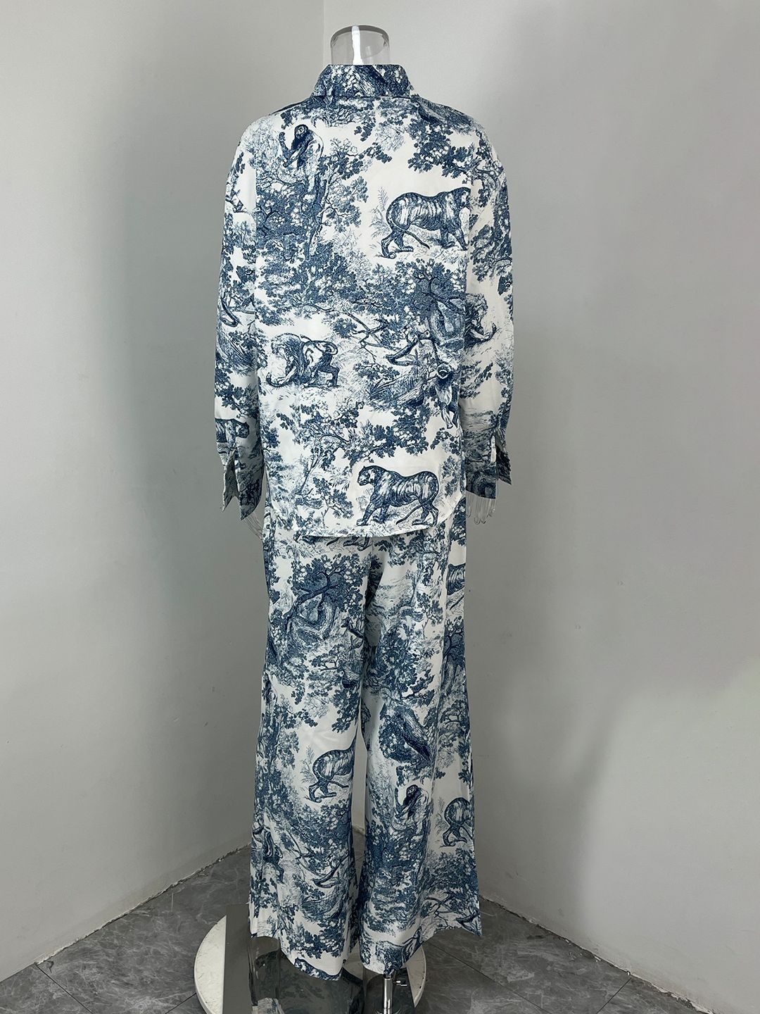 2026 Spring New Cross-Border European American Women's Loose-Fit Printed Long-Sleeve Shirt And Pants Casual Fashion Set_voghion.com