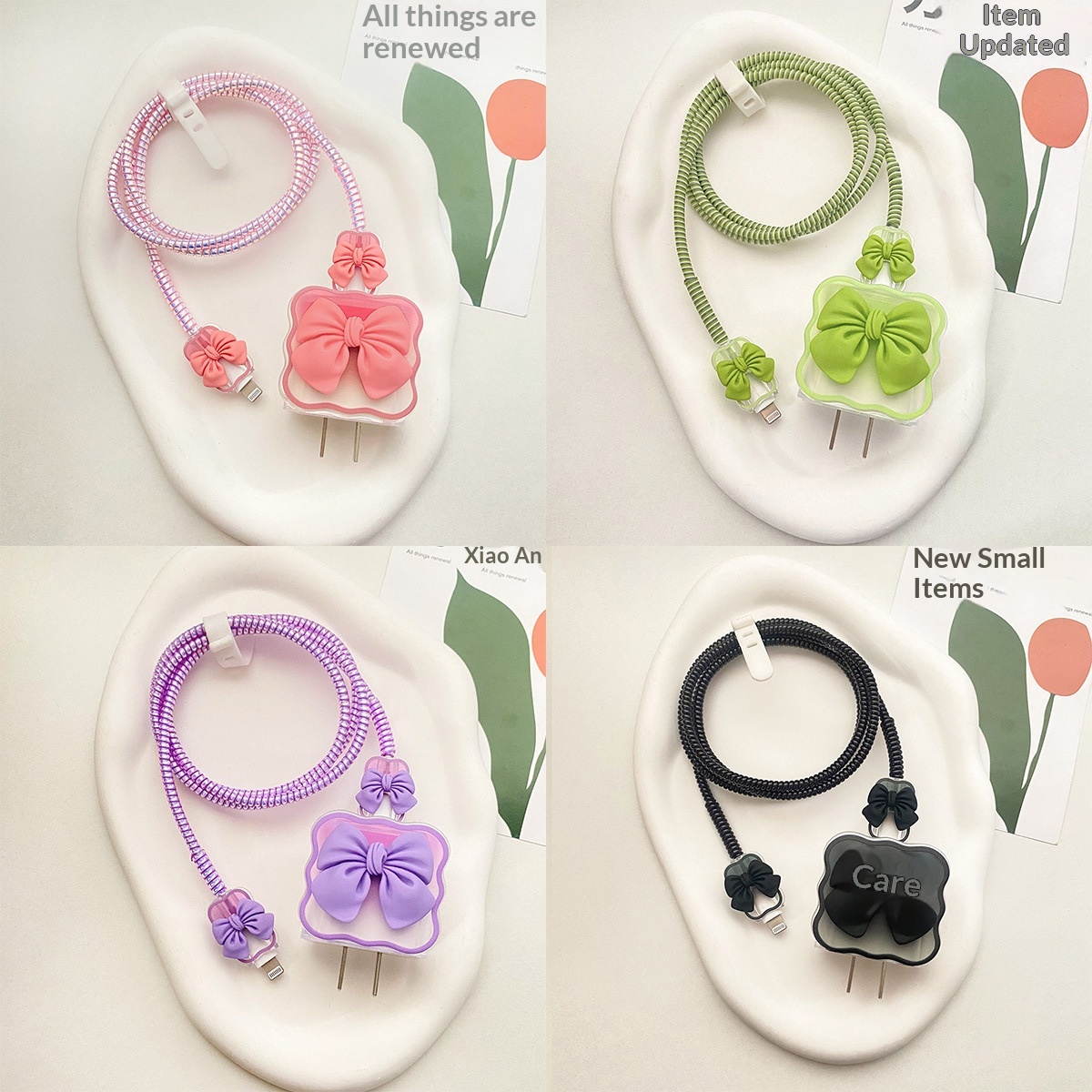 20W Wave Bow Protective Case Suitable For IPhone 14 Plus/13, Data Cable Winding Strap In Stock_voghion.com