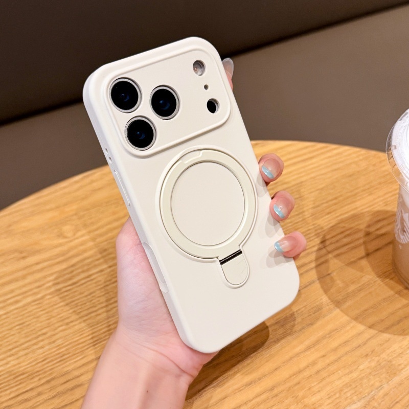 Suitable For IPhone 17 Liquid Silicone Magnetic Stand 16 Pro Max Precision Hole Full Coverage Protective Case_voghion.com