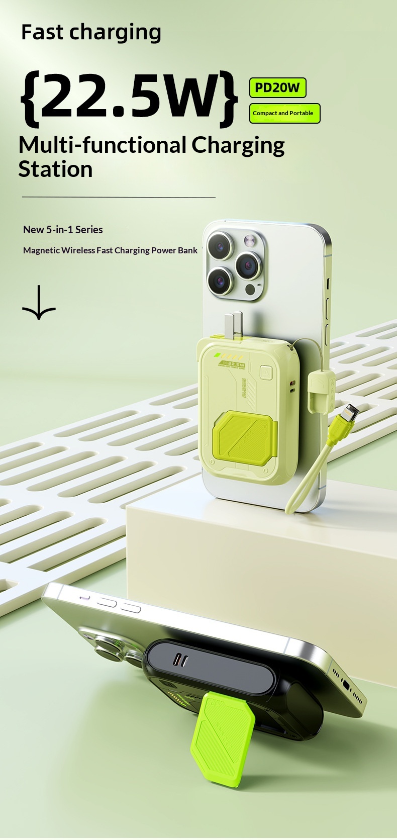 Magnetic Power Bank 20000mah With Super Fast Charging And Ac Plug_voghion.com