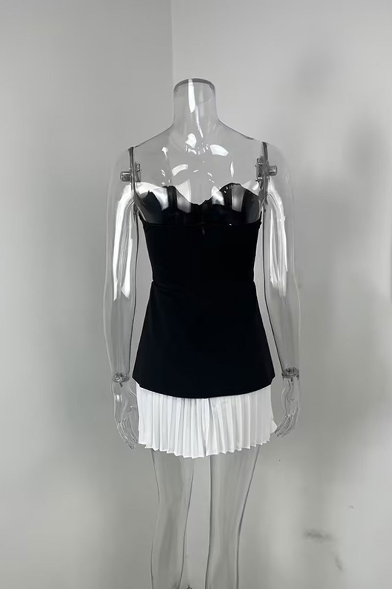 2026 Spring New Women's Clothing European And American Cross-Border Dress Elegant Chanel-Style Strapless Gown Pleated_voghion.com