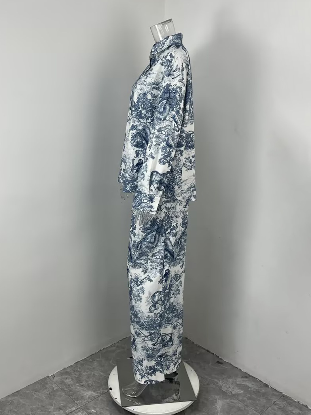 2026 Spring New Cross-Border European American Women's Loose-Fit Printed Long-Sleeve Shirt And Pants Casual Fashion Set_voghion.com