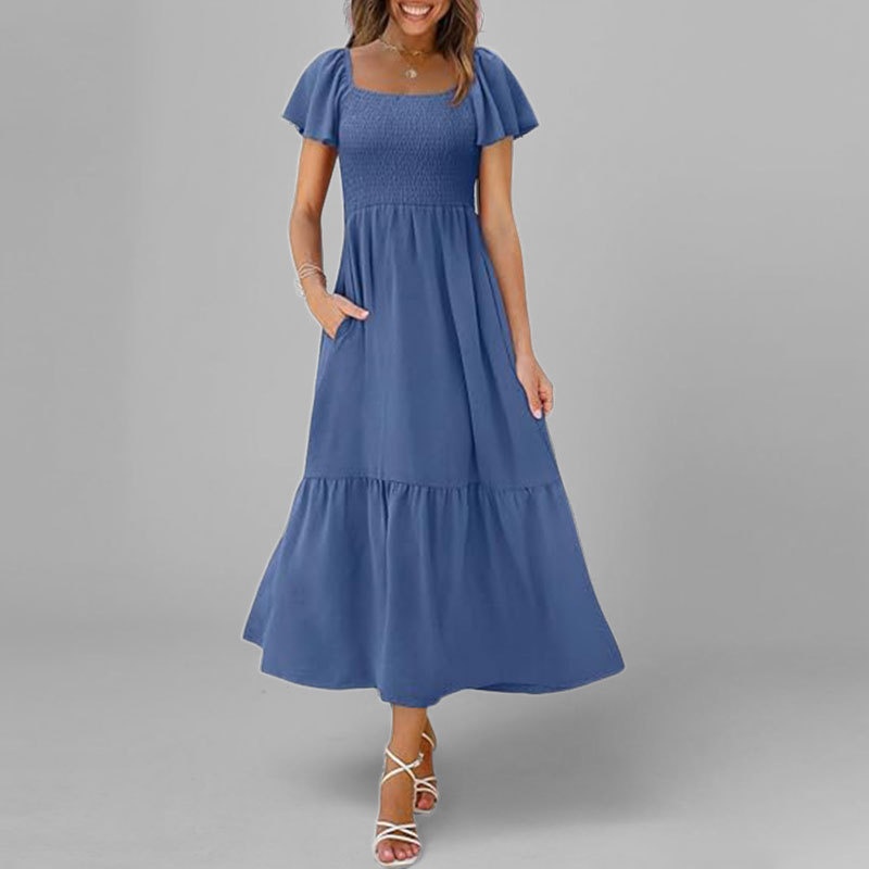 Elegantes Damen Kleid Mit Karreeausschnitt Für Jeden Anlass_voghion.com