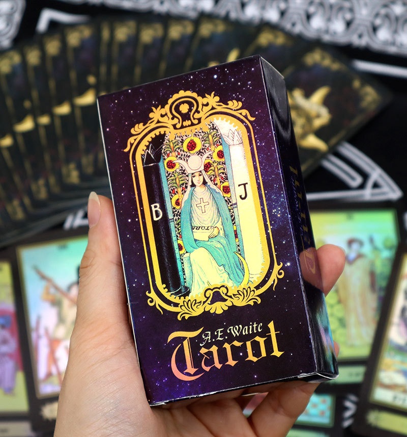 ToyPulse A.E.Weil Officiële Waite Tarot Bordspel Speelkaarten (Effen Laserzilver)_voghion.com