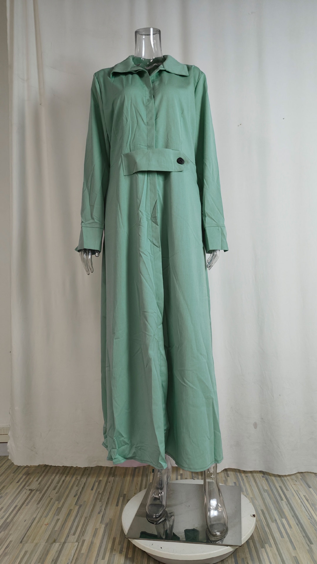 Elegant Women's Dress With Collared Waist-cinching Design_voghion.com