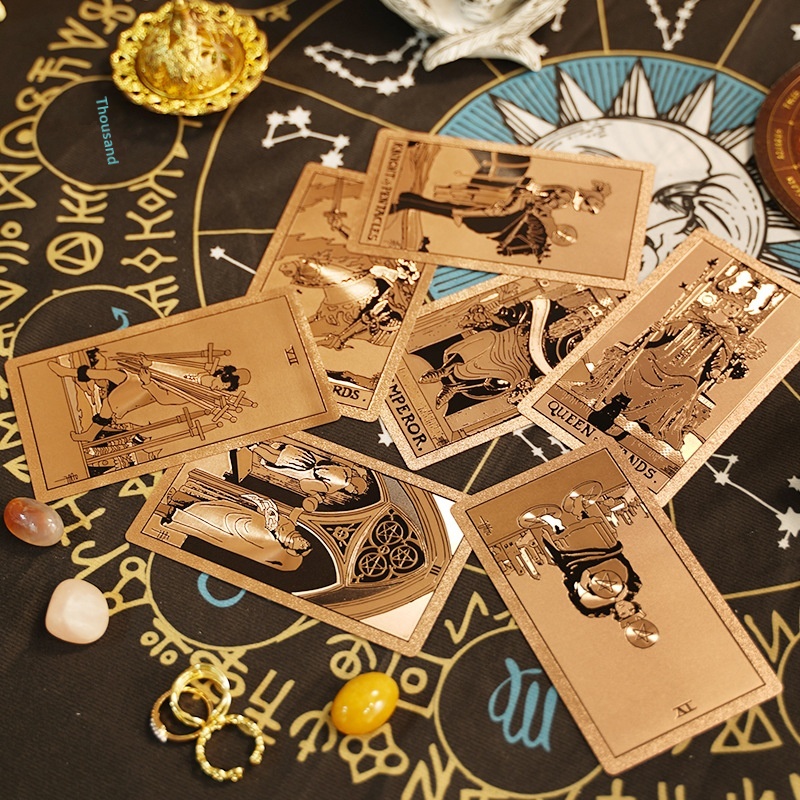 ToyPulse Rose Waite Tarot With Gold Foil Stamping For Beginners, Complete Set Of 80 Plastic Waterproof Board Game Cards_voghion.com