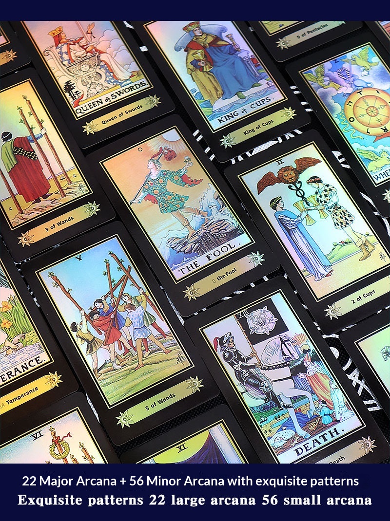 ToyPulse A.E.Weil Officiële Waite Tarot Bordspel Speelkaarten (Effen Laserzilver)_voghion.com