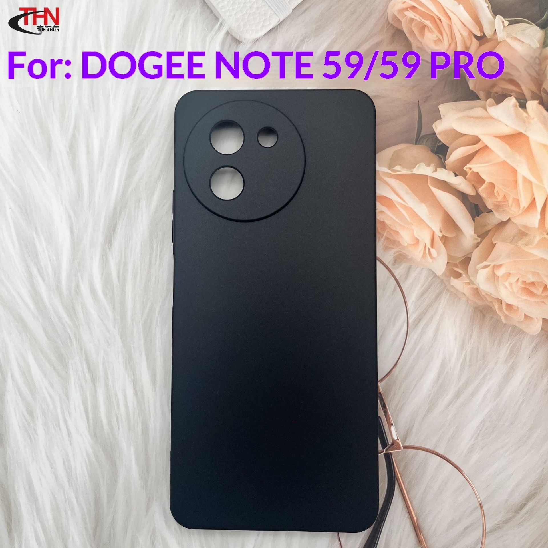 Geschikt voor Doogee NOTE 59, TPU-beschermhoes voor mobiele telefoon, mat materiaal, zwarte zachte hoes_voghion.com