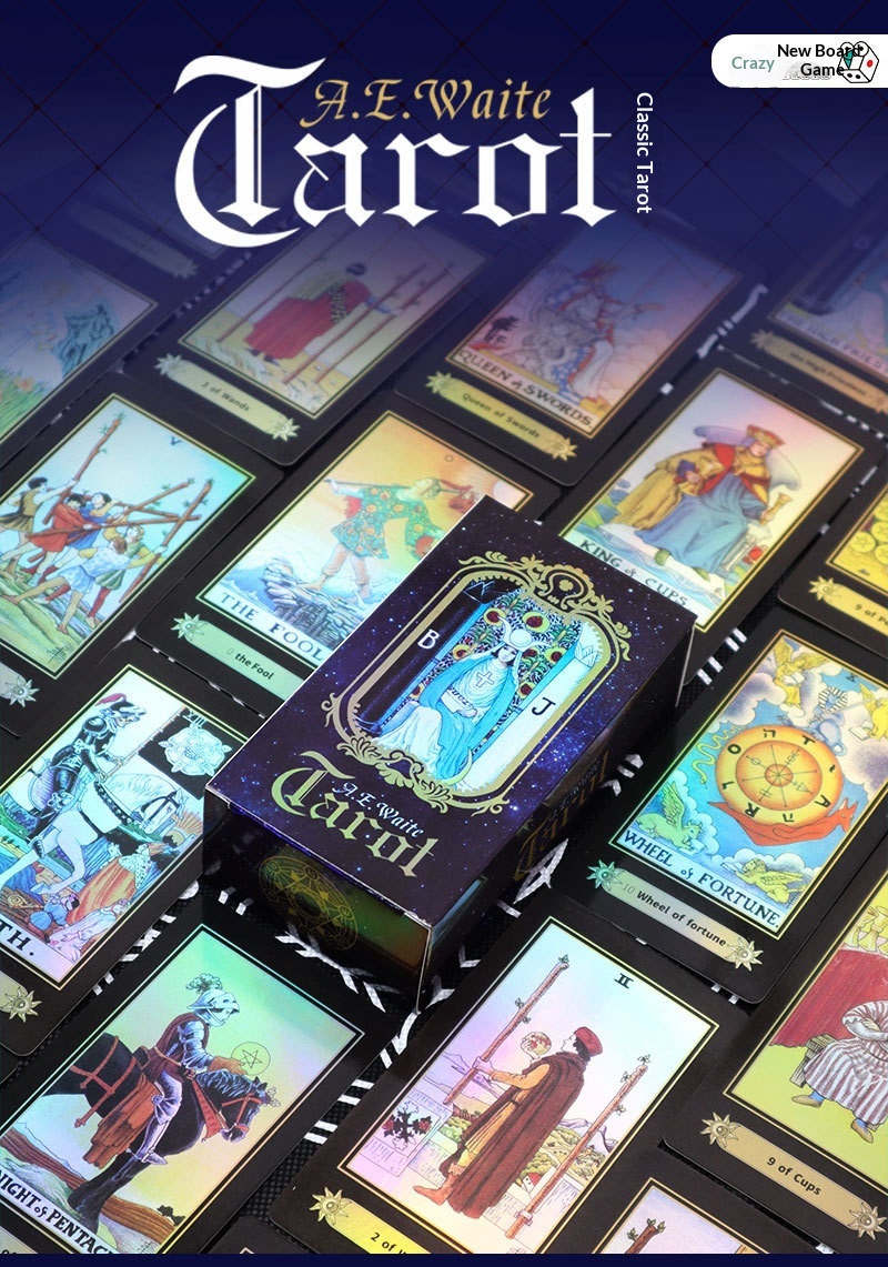 ToyPulse A.E.Weil Officiële Waite Tarot Bordspel Speelkaarten (Effen Laserzilver)_voghion.com
