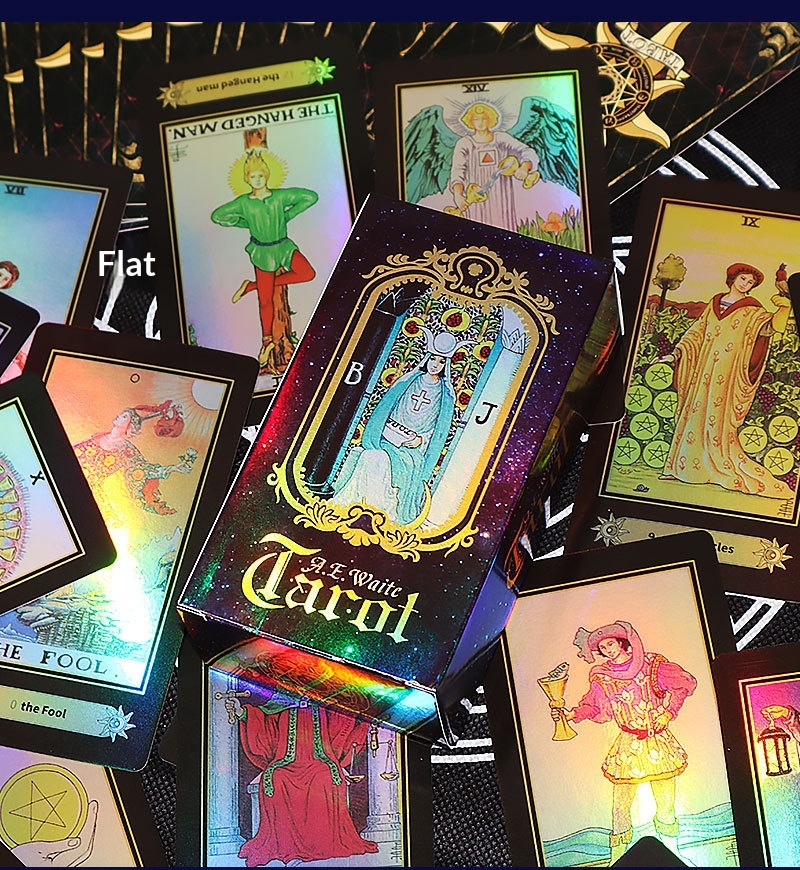ToyPulse A.E.Weil Officiële Waite Tarot Bordspel Speelkaarten (Effen Laserzilver)_voghion.com