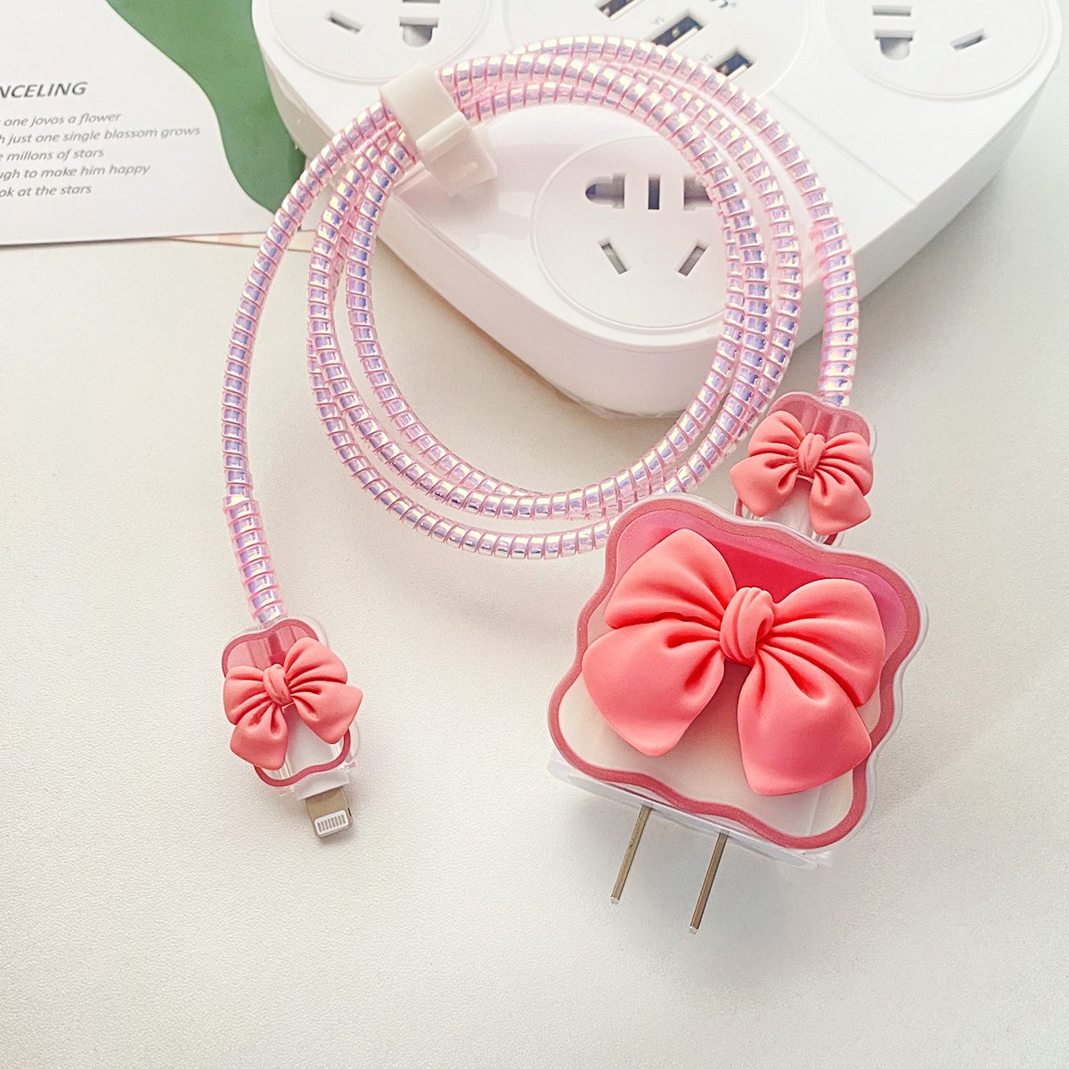 20W Wave Bow Protective Case Suitable For IPhone 14 Plus/13, Data Cable Winding Strap In Stock_voghion.com