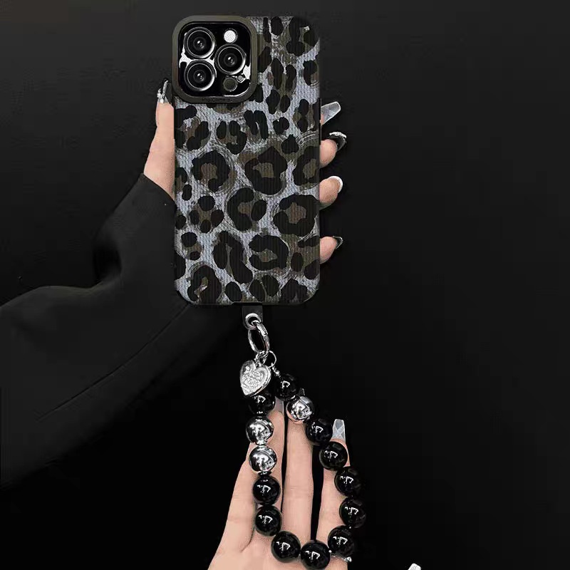 Coque Téléphone Motif Léopard Dégradé Bleu Avec Cordon Universel_voghion.com