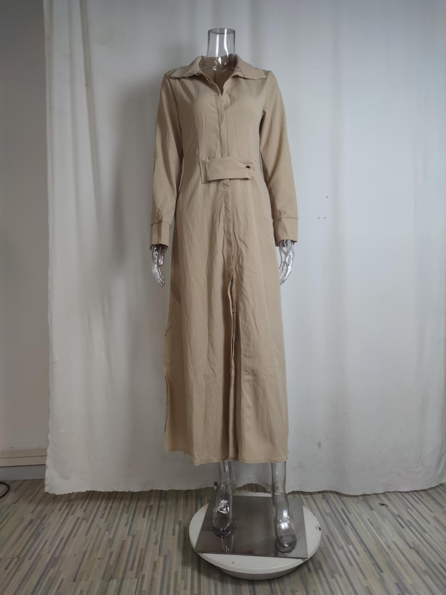 Elegant Women's Dress With Collared Waist-cinching Design_voghion.com