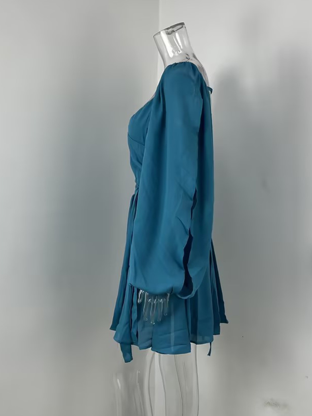 Women's V-neck Pleated Dress Sexy Elegant Solid Colour Plus Size_voghion.com