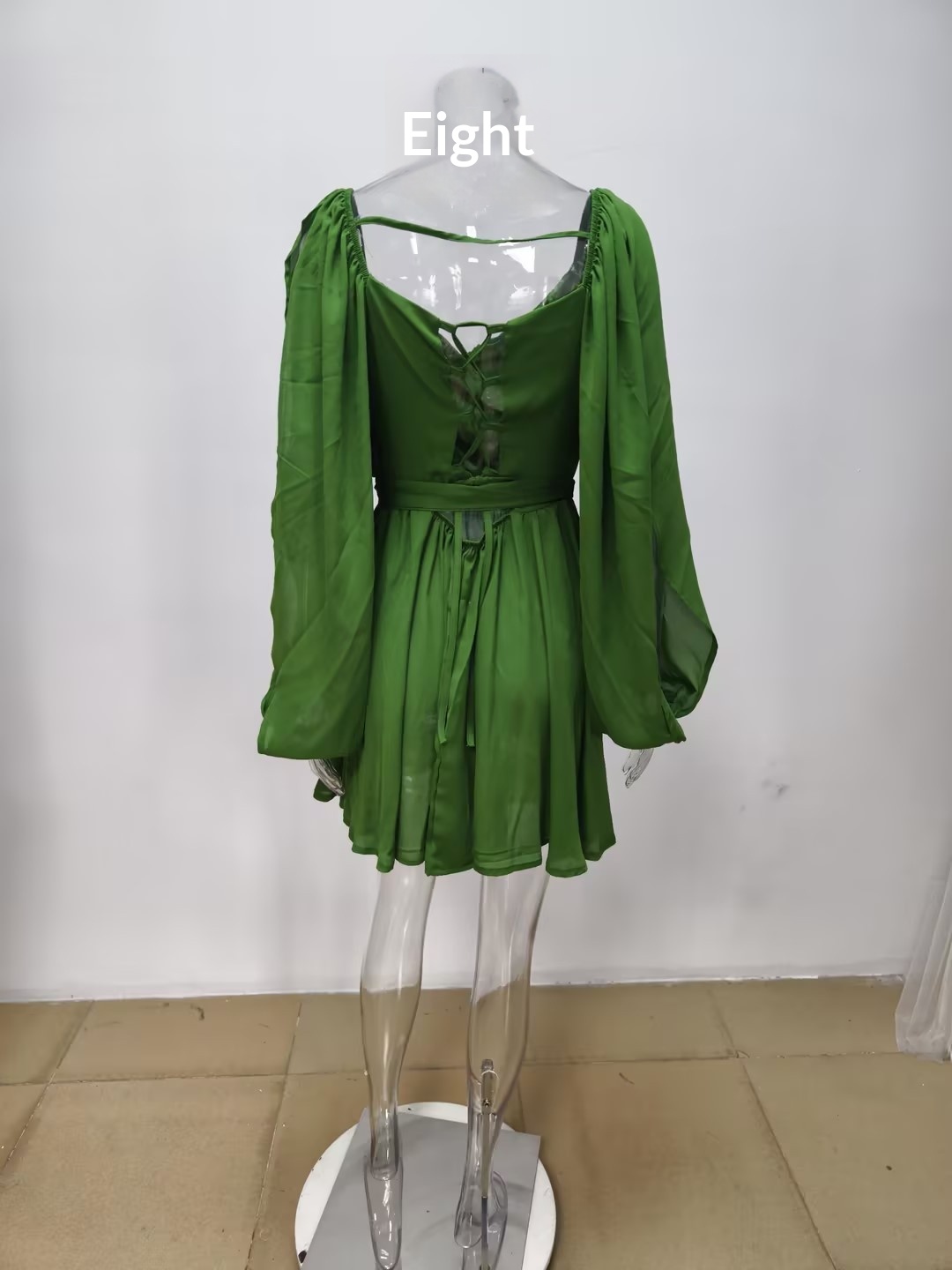 Women's V-neck Pleated Dress Sexy Elegant Solid Colour Plus Size_voghion.com