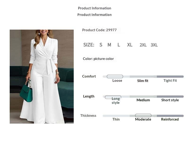 Women's Suit Set Solid Colour Lace Up Jacket And Trousers Two-piece_voghion.com