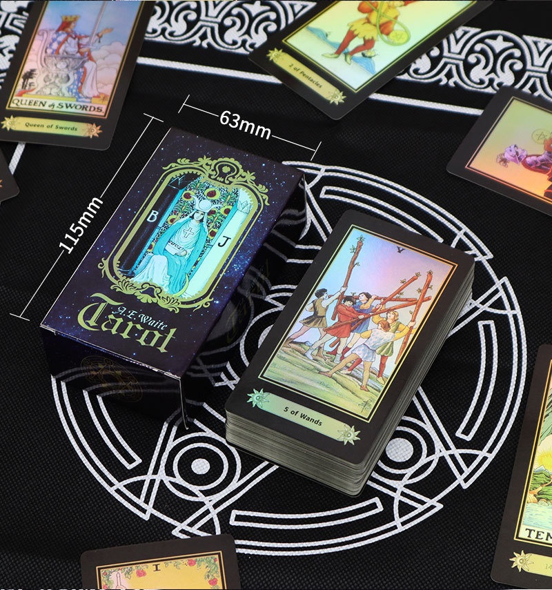ToyPulse A.E.Weil Officiële Waite Tarot Bordspel Speelkaarten (Effen Laserzilver)_voghion.com