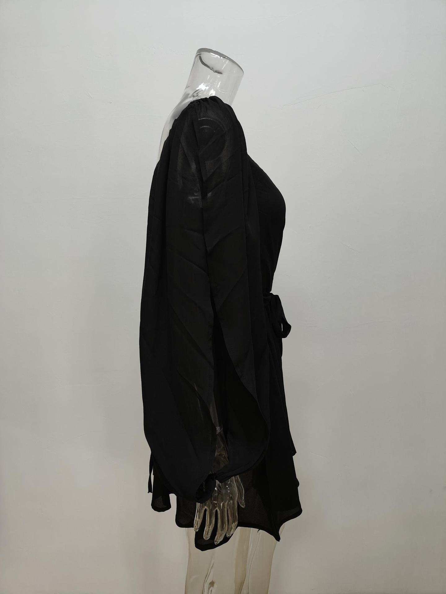 Women's V-neck Pleated Dress Sexy Elegant Solid Colour Plus Size_voghion.com
