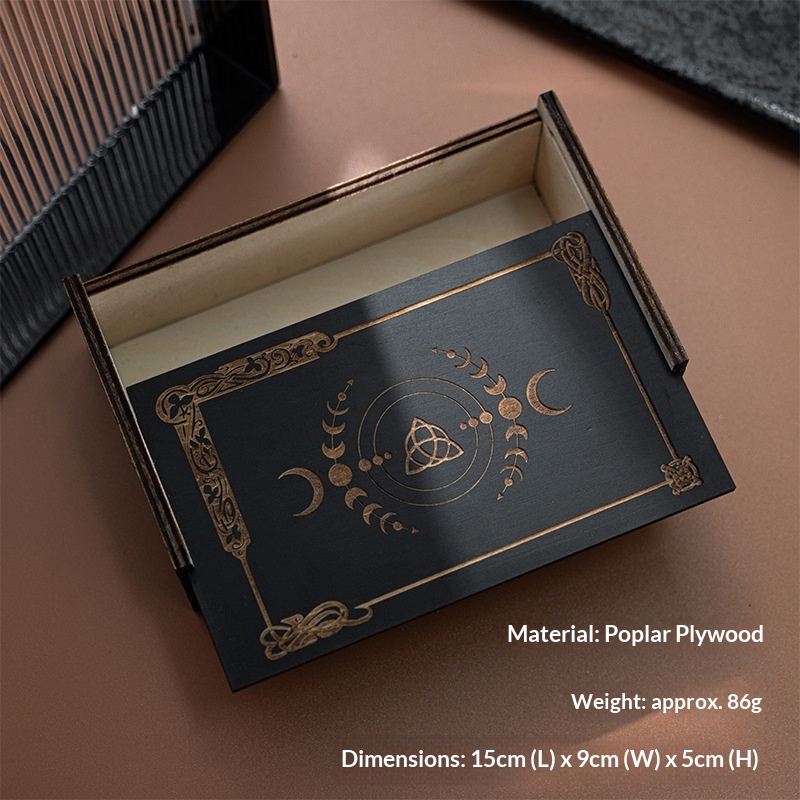 ToyPulse Black Push-Pull Gift Wooden Tarot Card Storage Box_voghion.com