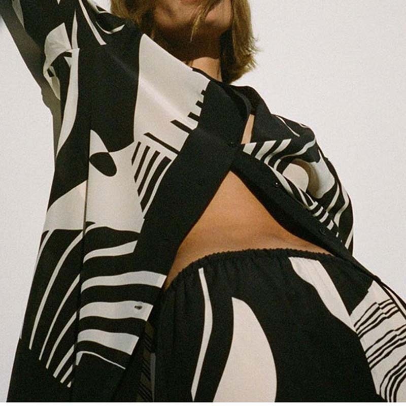 2026 Spring New Cross-Border European American Women's Fashion Trendy Printed Set: Long Cardigan And Straight Pants_voghion.com