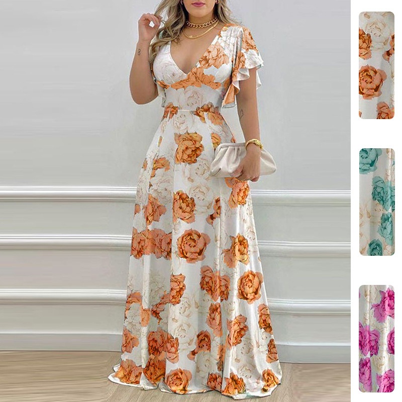 2026 Spring New Women's Clothing: European And American Style For Cross-Border E-commerce, Sexy Waist-Cinching Printed_voghion.com