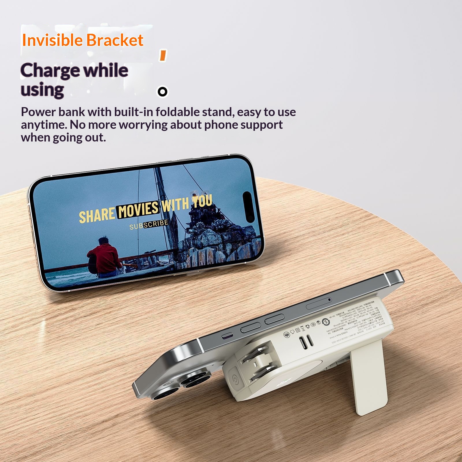 Magnetische powerbank met ingebouwde kabel snellader_voghion.com