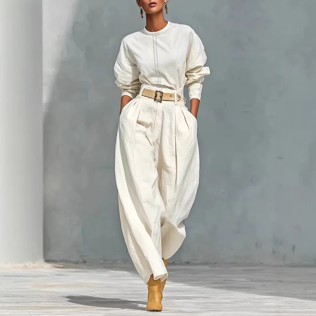 European American Cross-border Foreign Trade Women's Clothing 2026 Spring/autumn Simple Style Loose Top And Harem_voghion.com