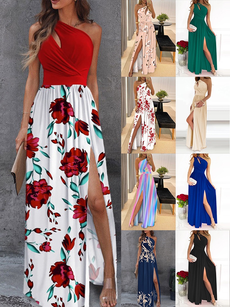 Elegant plus size damklänning med bara axlar hög midja_voghion.com