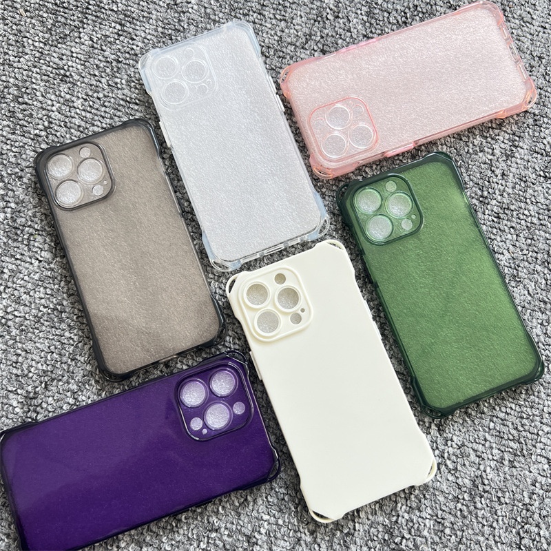 17 Large Four-Corner Cutout Case IPhone 16 Pro Max Compatible Solid Color Precision Hole Anti-Drop Phone Cover 15_voghion.com