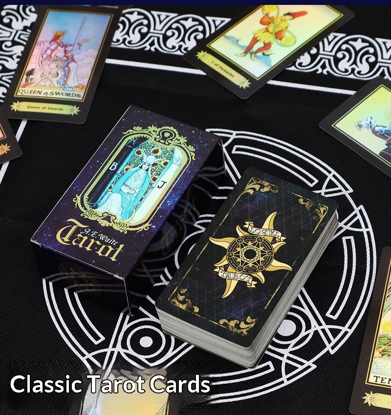ToyPulse A.E.Weil Officiële Waite Tarot Bordspel Speelkaarten (Effen Laserzilver)_voghion.com