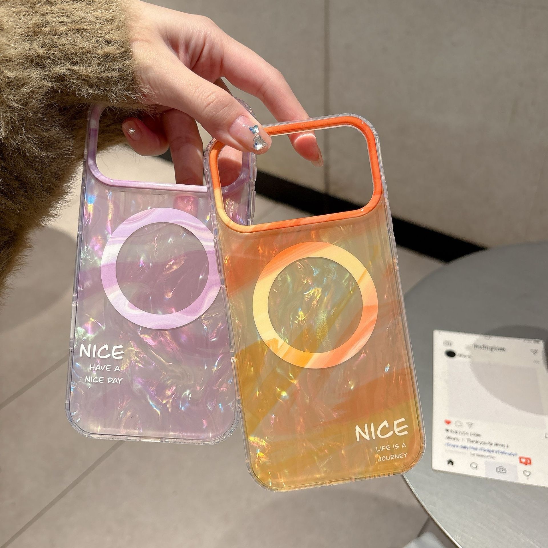 Ins-style Gradient Magnetic Case 17 Pro Max, Suitable IPhone 16, Protective Cover With Shell Pattern For 15/17_voghion.com