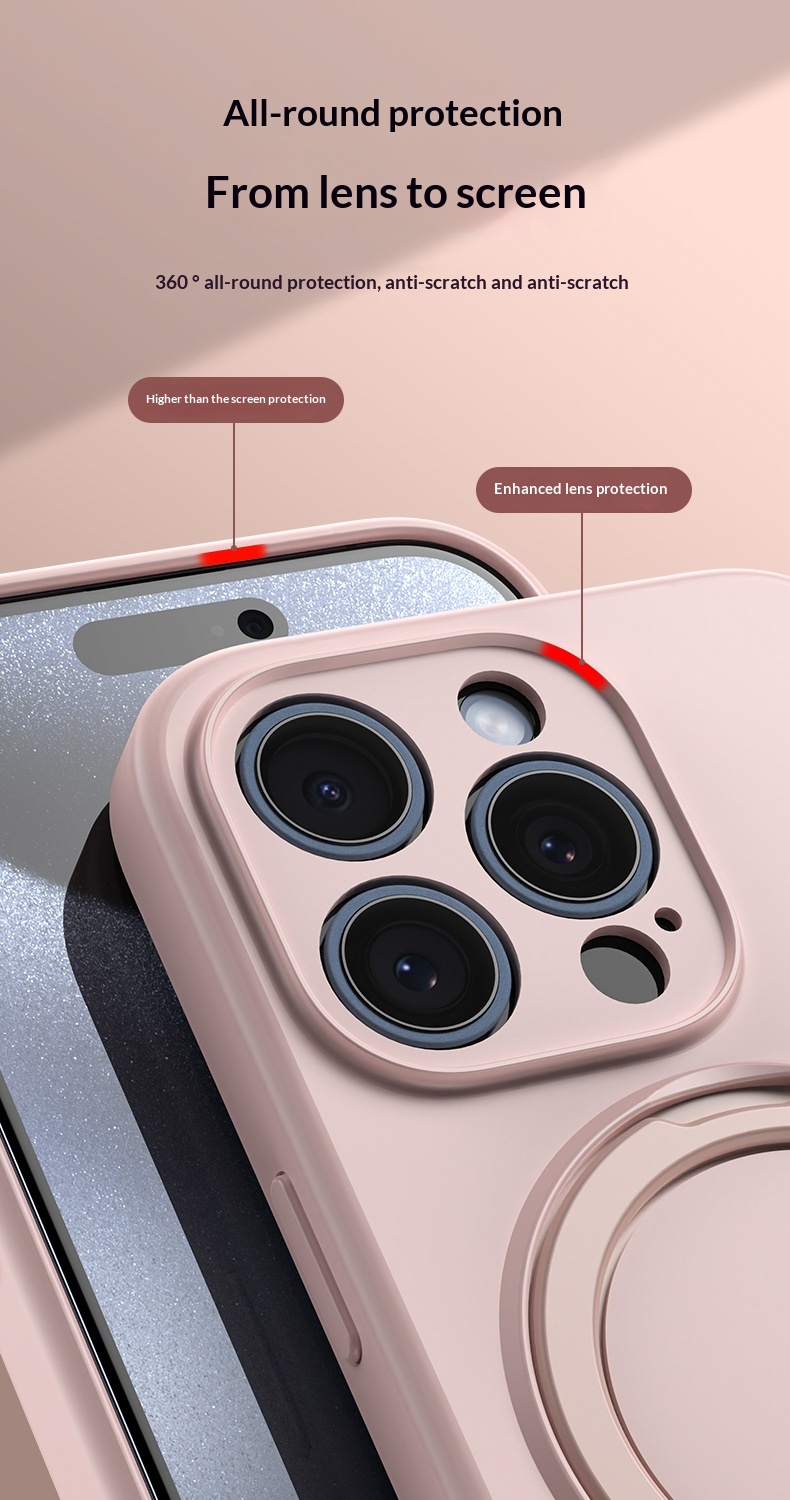 Suitable For IPhone 17 Liquid Silicone Magnetic Stand 16 Pro Max Precision Hole Full Coverage Protective Case_voghion.com