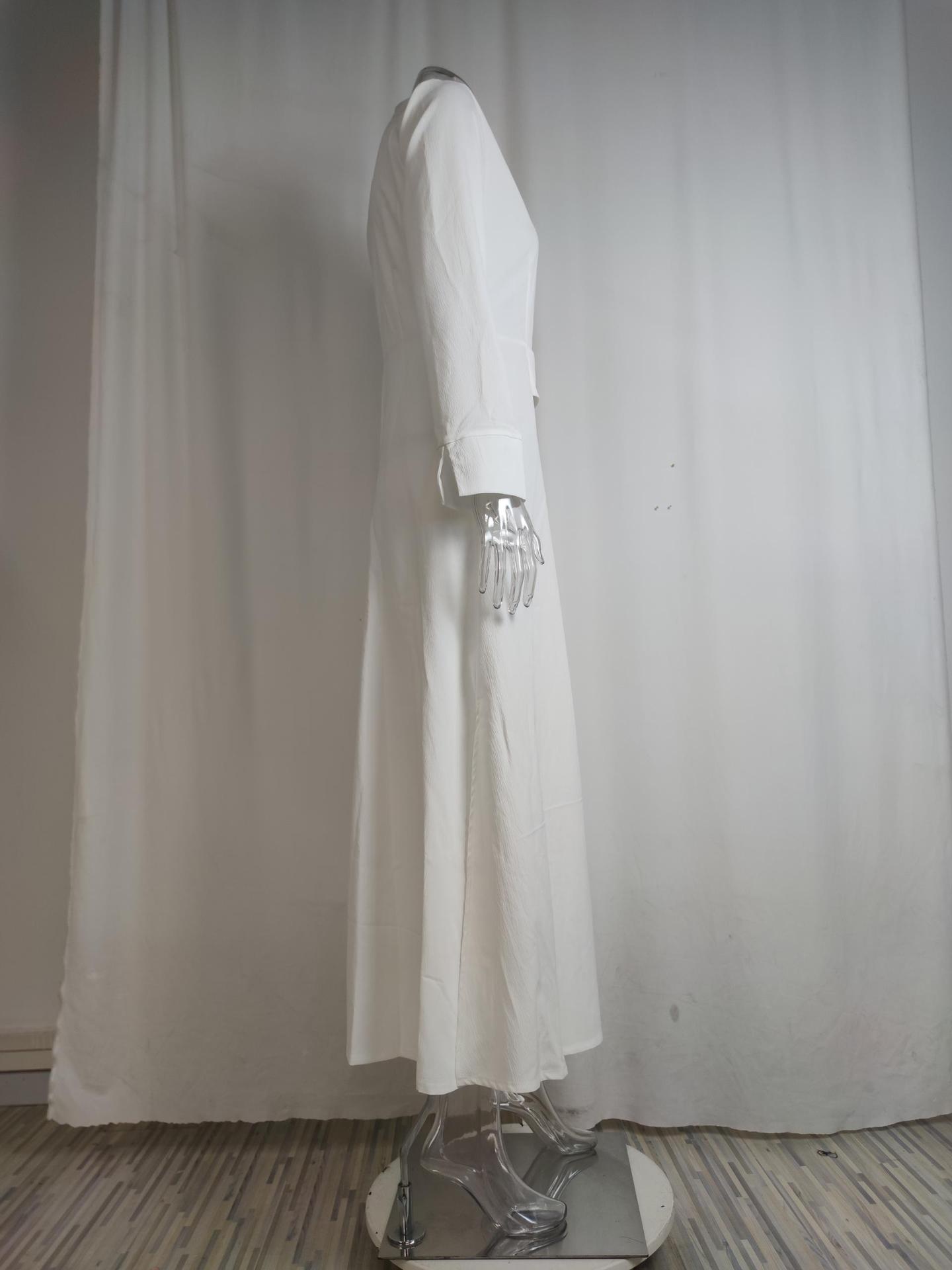 Elegant Women's Dress With Collared Waist-cinching Design_voghion.com