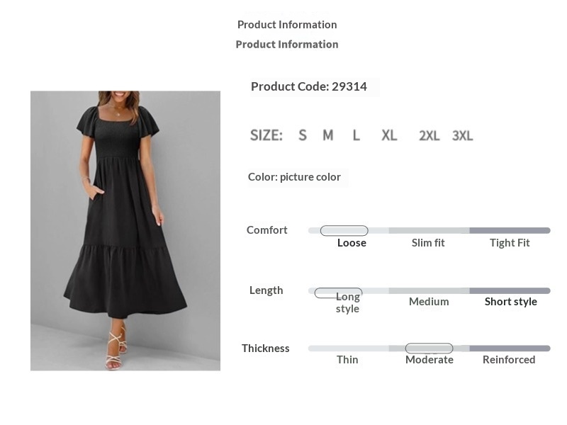 Elegantes Damen Kleid Mit Karreeausschnitt Für Jeden Anlass_voghion.com