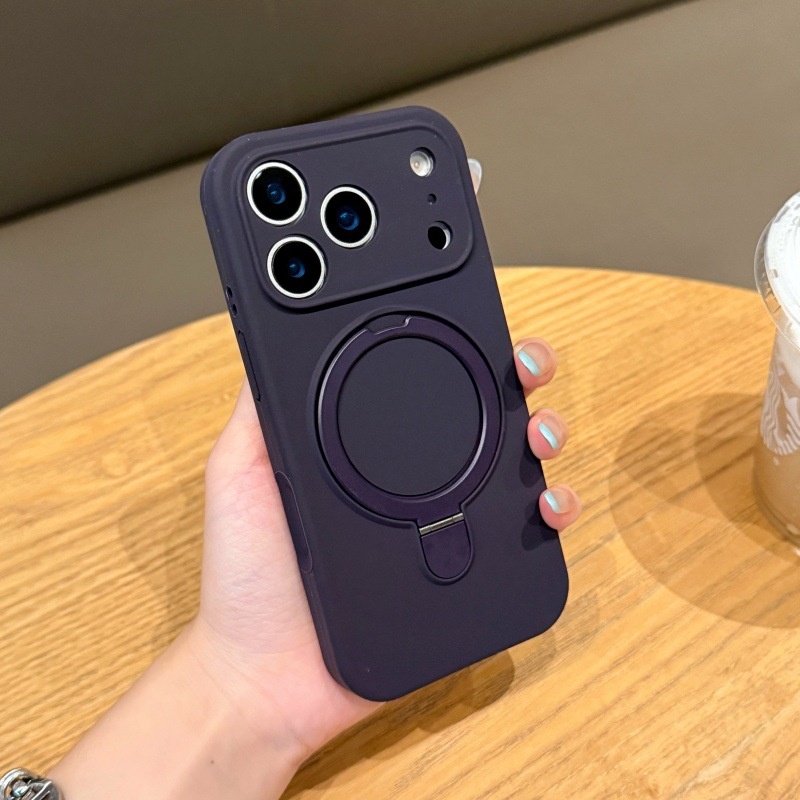 Suitable For IPhone 17 Liquid Silicone Magnetic Stand 16 Pro Max Precision Hole Full Coverage Protective Case_voghion.com