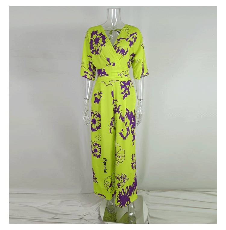 Coleção Primavera 2026: Moda feminina transfronteiriça europeia e americana, elegante, estampada, com mangas morcego e cintura alta._voghion.com