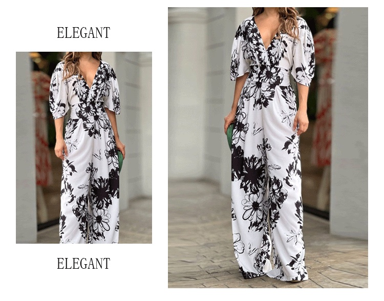 Coleção Primavera 2026: Moda feminina transfronteiriça europeia e americana, elegante, estampada, com mangas morcego e cintura alta._voghion.com