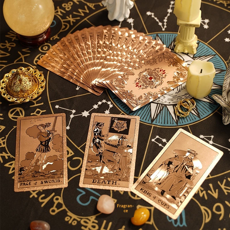 ToyPulse Rose Waite Tarot With Gold Foil Stamping For Beginners, Complete Set Of 80 Plastic Waterproof Board Game Cards_voghion.com