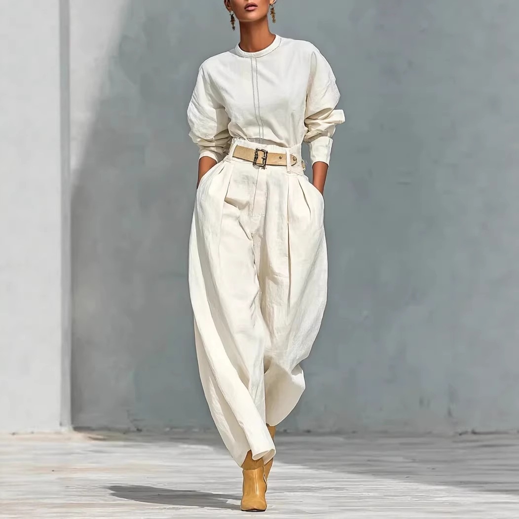 European American Cross-border Foreign Trade Women's Clothing 2026 Spring/autumn Simple Style Loose Top And Harem_voghion.com