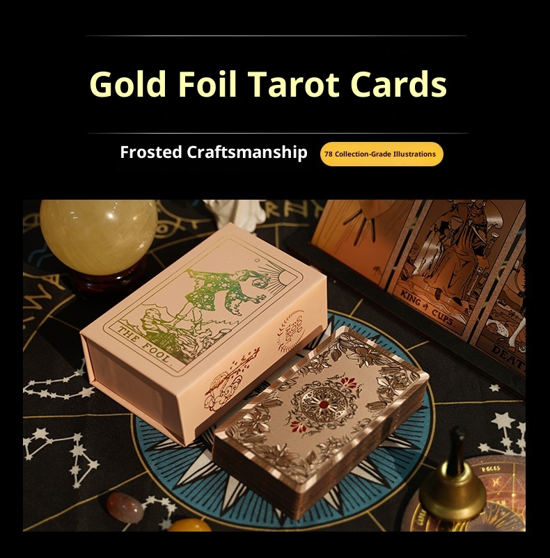 Rose Waite Tarot Deck With Gold Foil Complete Set For Beginners_voghion.com