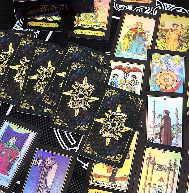 ToyPulse A.E.Weil Officiële Waite Tarot Bordspel Speelkaarten (Effen Laserzilver)_voghion.com