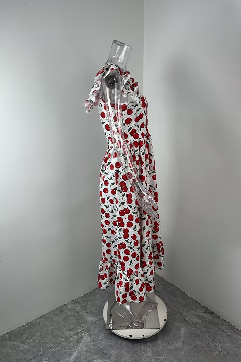 Women's Floral Plus Size Dress Square Neck Flutter Sleeve Midi_voghion.com