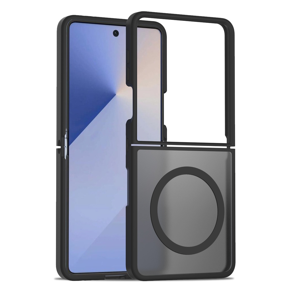 Étui pliable compatible avec Samsung Fold (gauche/droite) Z Flip 7 : finition semi-transparente mate, effet peau, protection magnétique._voghion.com