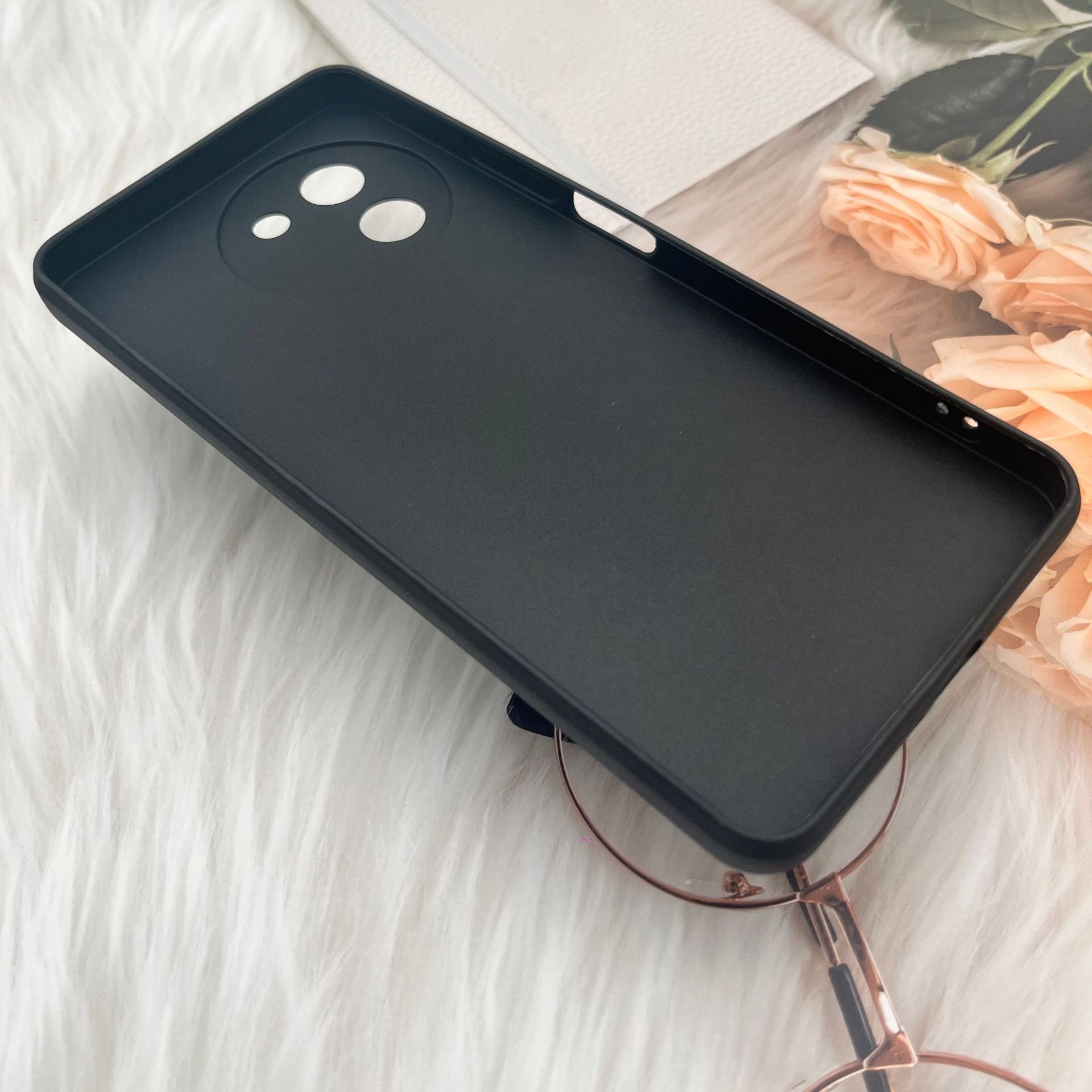 Geschikt voor Doogee NOTE 59, TPU-beschermhoes voor mobiele telefoon, mat materiaal, zwarte zachte hoes_voghion.com