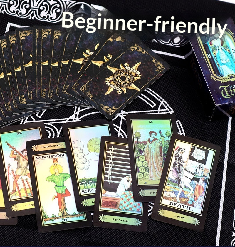 ToyPulse A.E.Weil Officiële Waite Tarot Bordspel Speelkaarten (Effen Laserzilver)_voghion.com